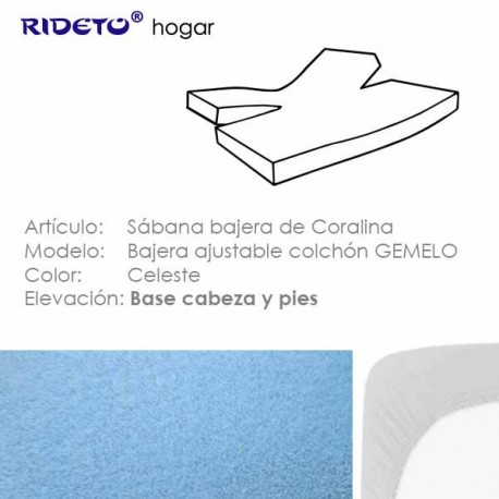 Bajera Coralina Celeste cama articulada Gemelo 100% Poliéster