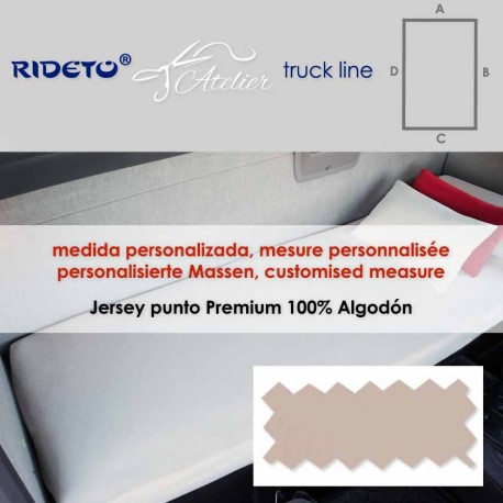 Fitted sheet trucks Jersey fabric made to measure rect. shape stone beige