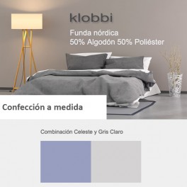 Duvet cover 50% cotton 50% polyester light blue-light grey