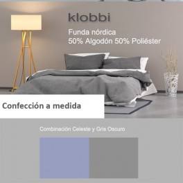 Duvet cover 50% cotton 50% polyester light blue-dark grey