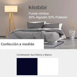 Duvet cover 50% cotton 50% polyester light blue-dark grey