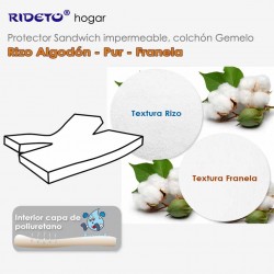 Deluxe Protector impermeable Rizo Algodón + Franela GEMELO