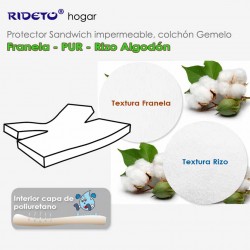Deluxe Protector impermeable Franela + Rizo Algodón GEMELO
