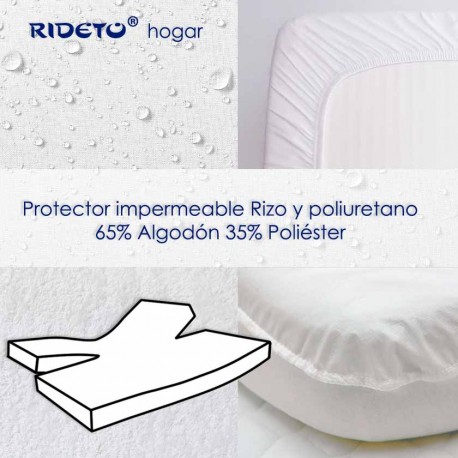 Protector impermeable Rizo 65% Algodón colchón Gemelo